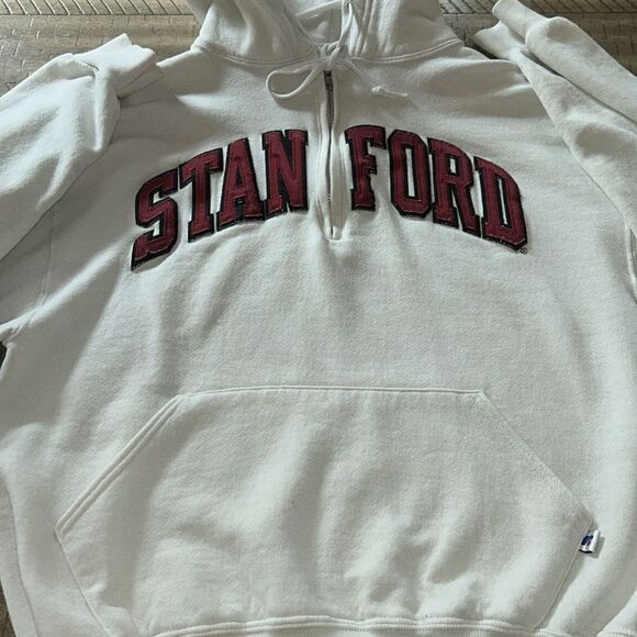 STANFORD🏫🌲HalfZip PullOverPatch HoodieKangaroo🦘Pockets The Wind of Freedom Blows - Picture 5 of 16